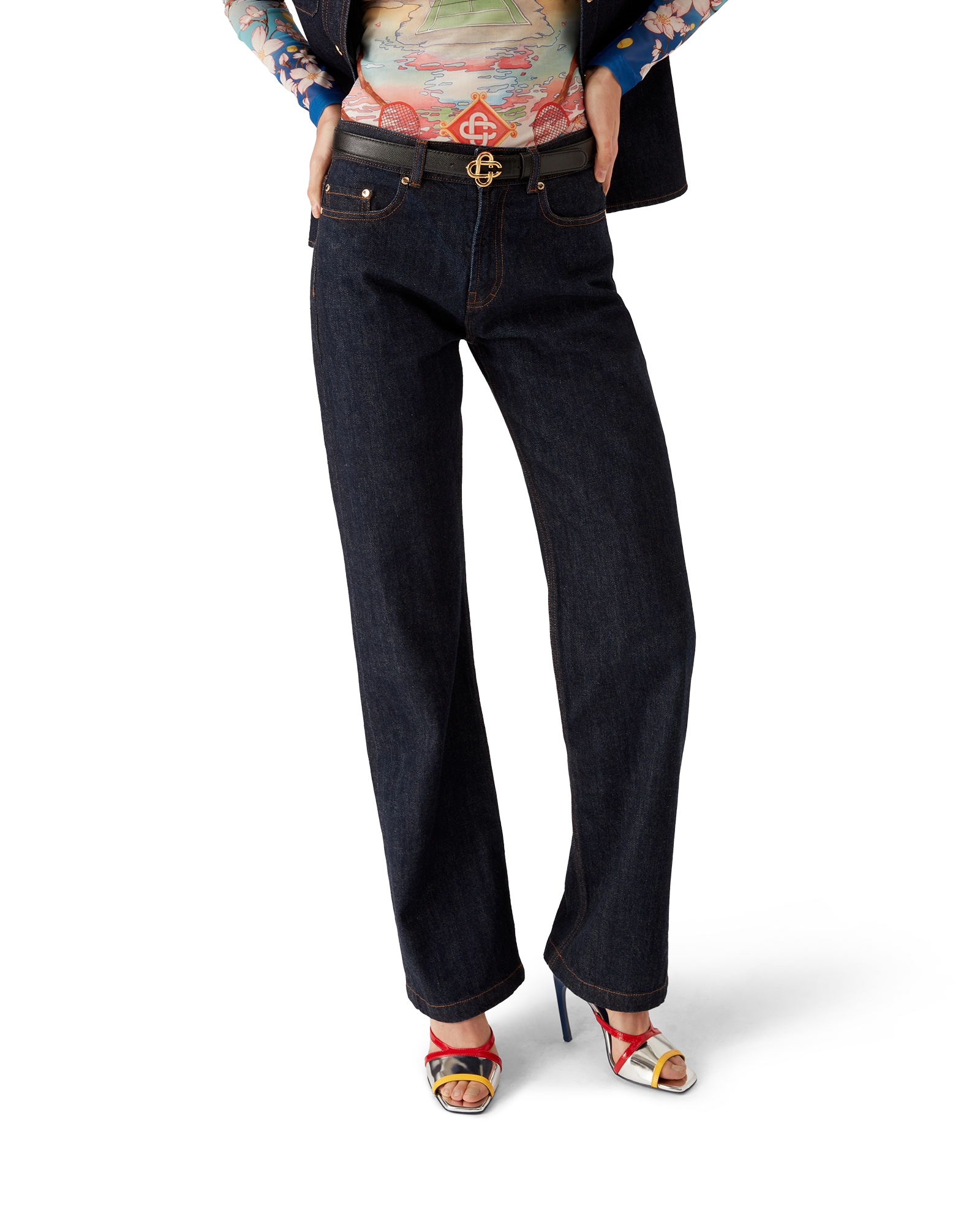 Denim Shirt with Logo Embroidery