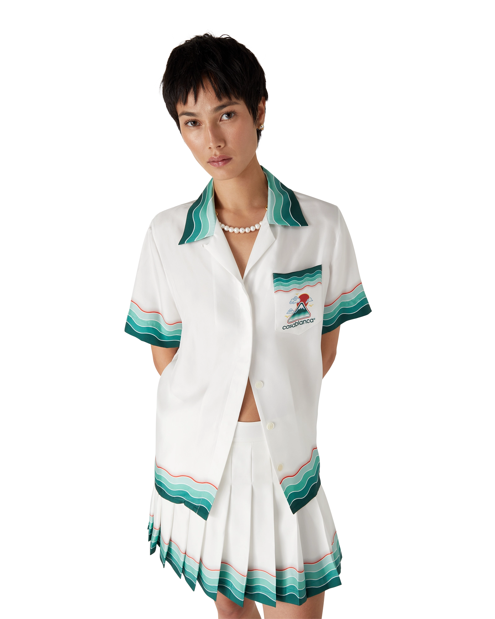 Montagne Ondulee Silk Short Sleeve Shirt