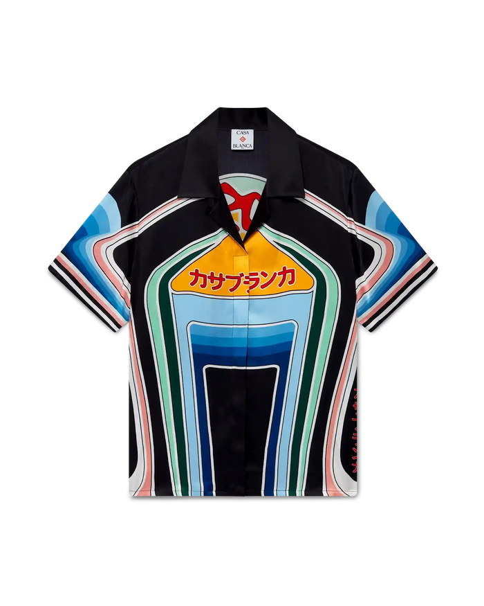 Gradient Mountain Short Sleeve Silk Shirt