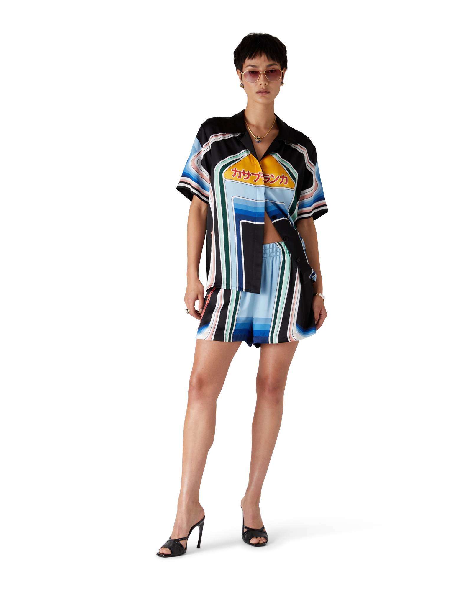 Gradient Mountain Short Sleeve Silk Shirt