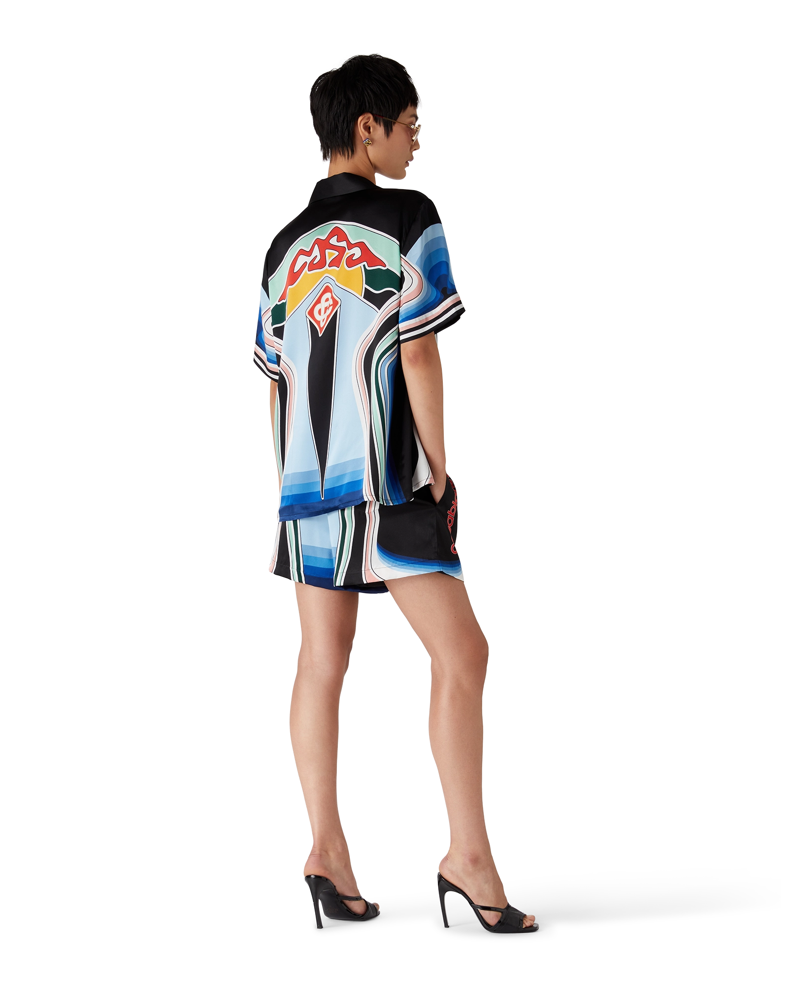Gradient Mountain Short Sleeve Silk Shirt