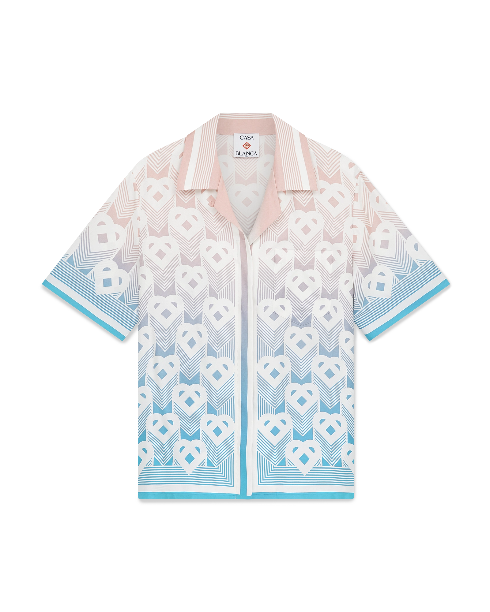 Gradient Heart Monogram Silk Short Sleeve Shirt – Casablanca