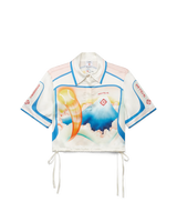 Fuji Dream Short Sleeve Silk Cropped Shirt