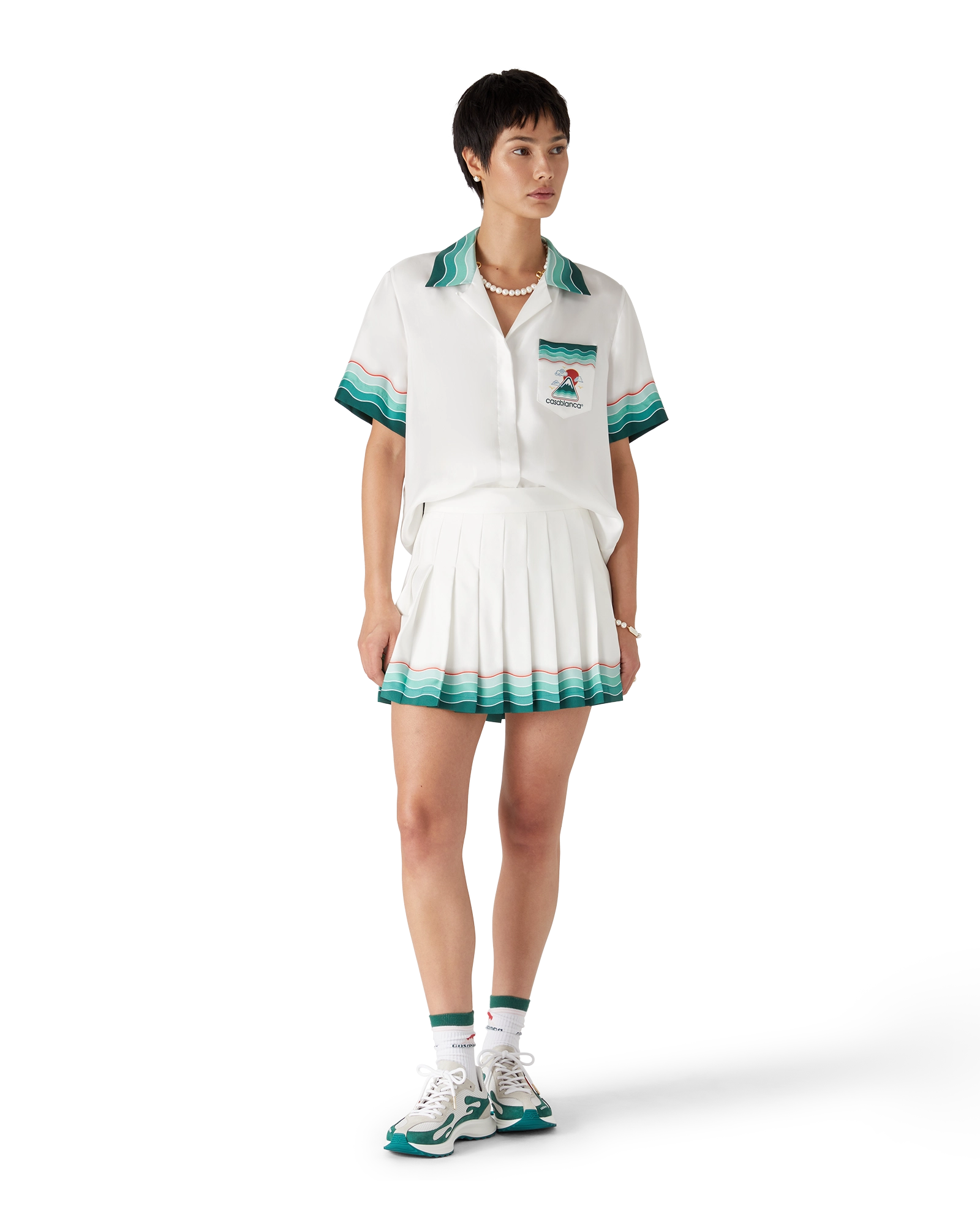 Tennis Pleated Silk Pleated Mini Skirt