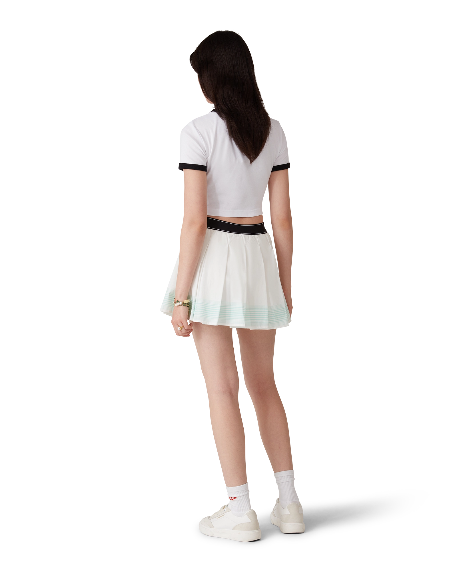 Stripe Pleated Mini Skirt