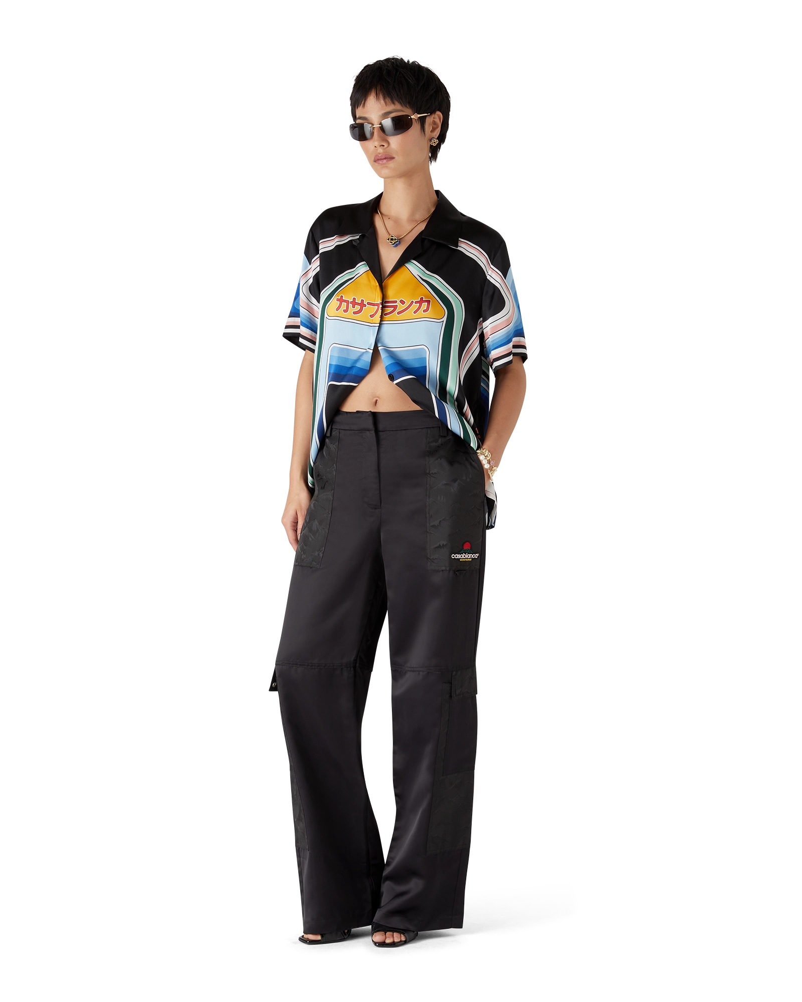 Nylon And Satin Mountain Camo Cargo Trousers