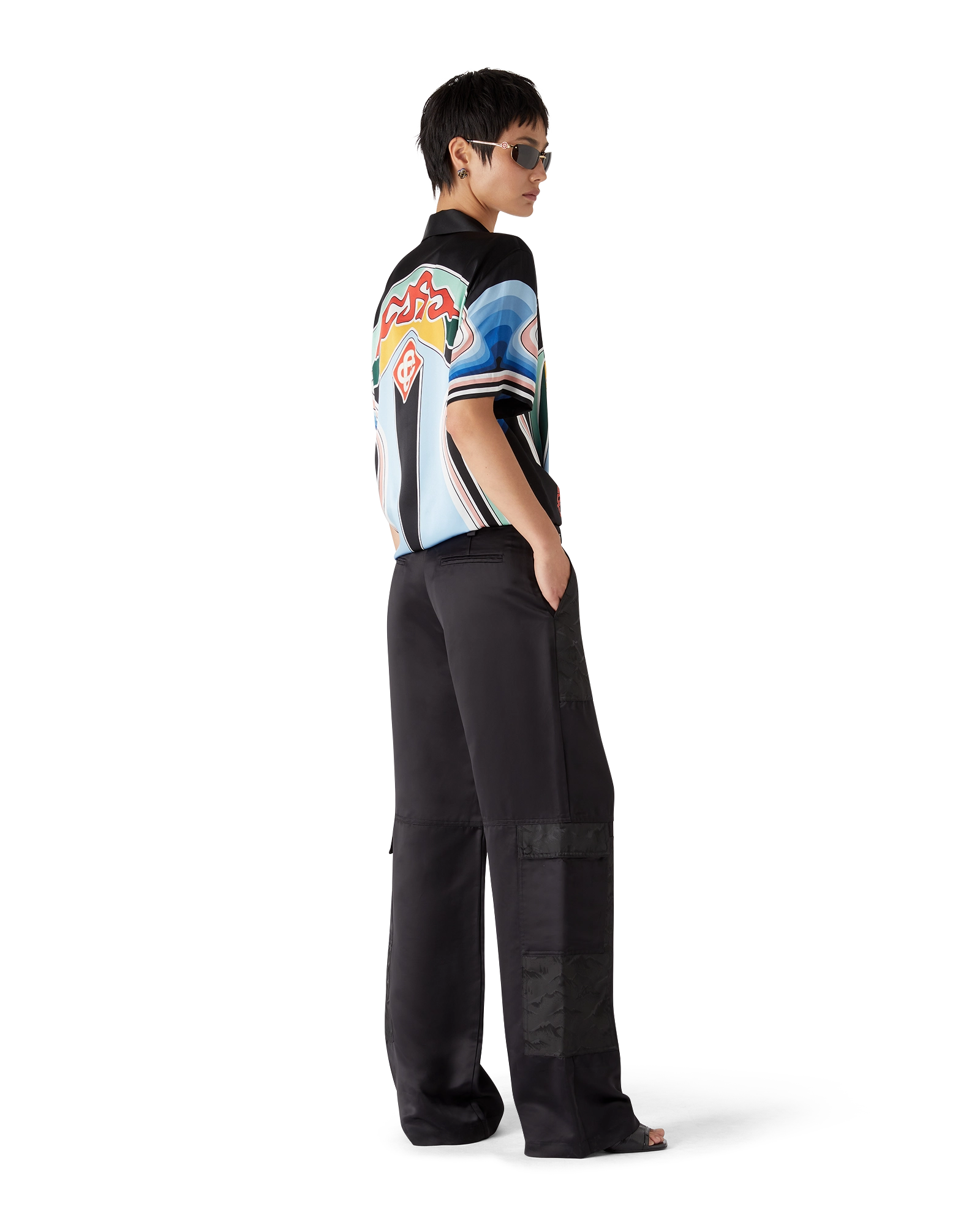 Nylon And Satin Mountain Camo Cargo Trousers