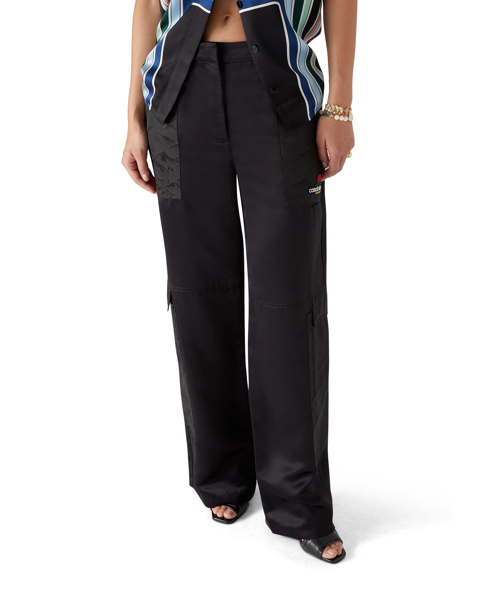 Nylon And Satin Mountain Camo Cargo Trousers