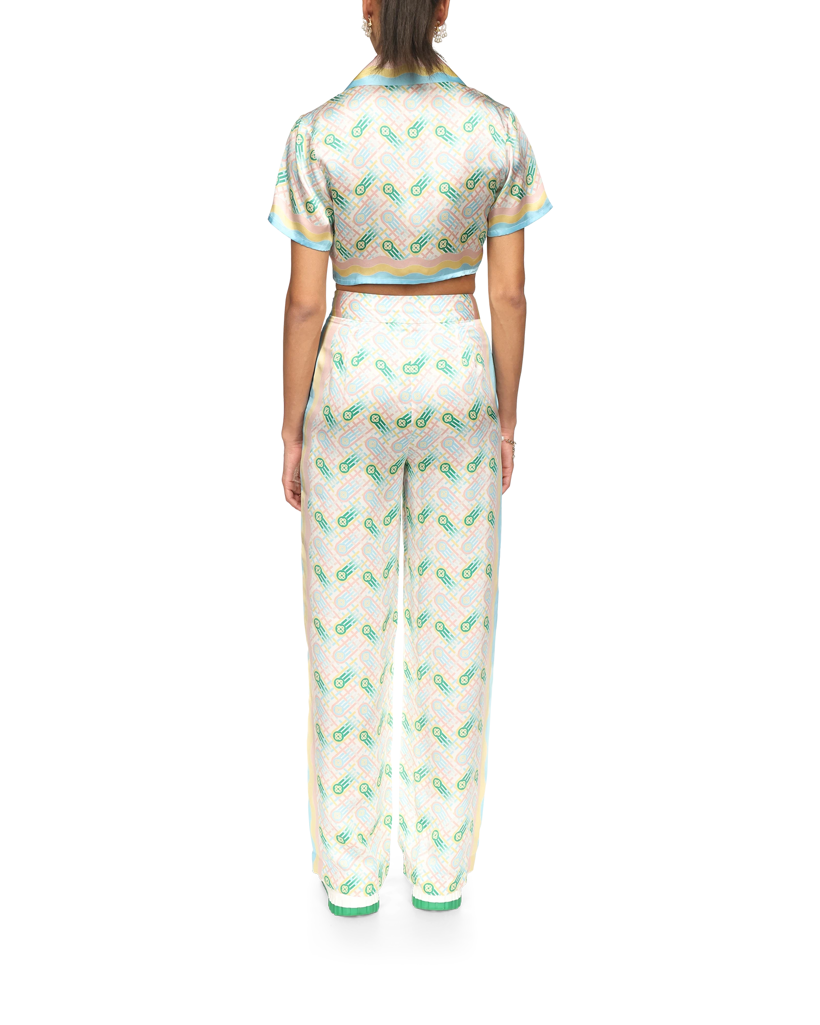 Ping Pong Cropped Short Sleeve Silk Shirt