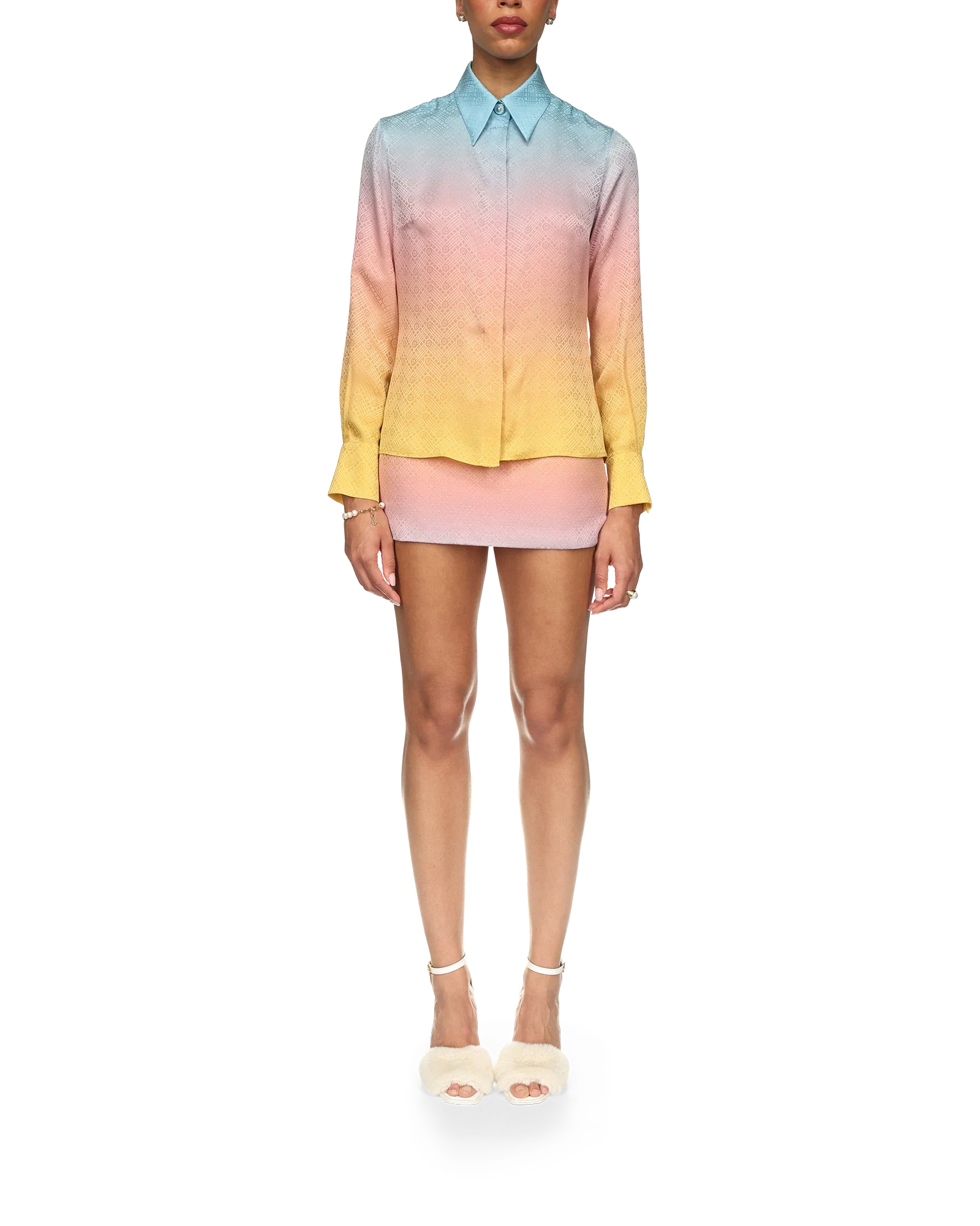 Ping Pong Gradient Silk Long Sleeve Shirt
