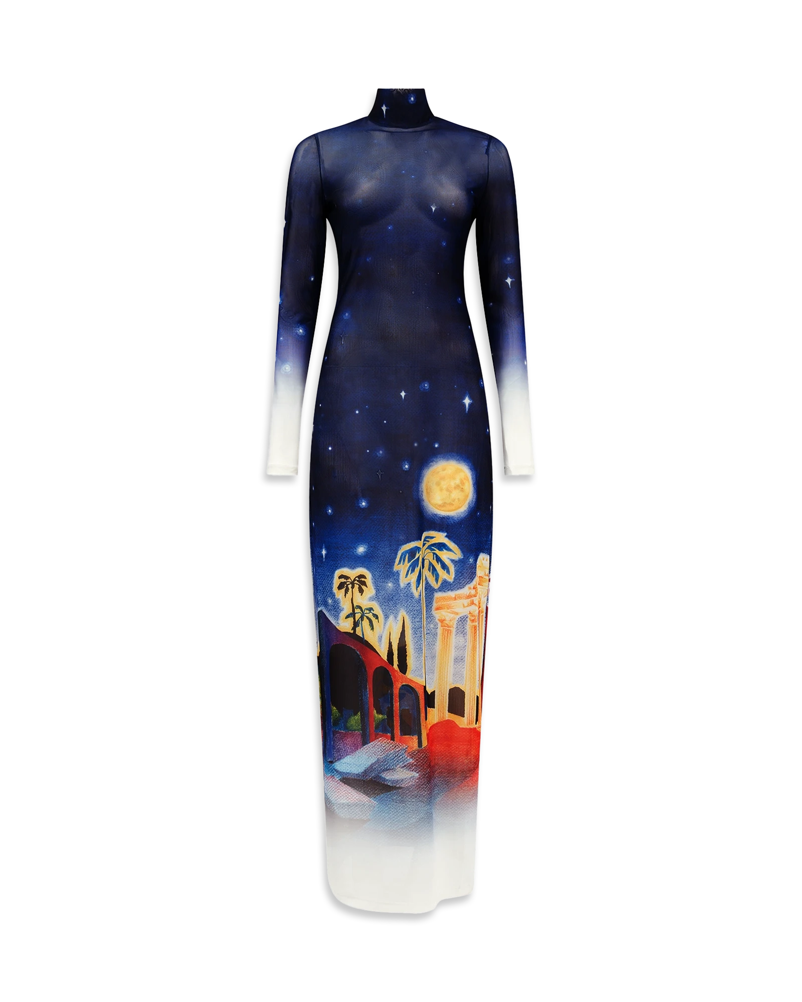 Midnight Acropolis Mesh Dress