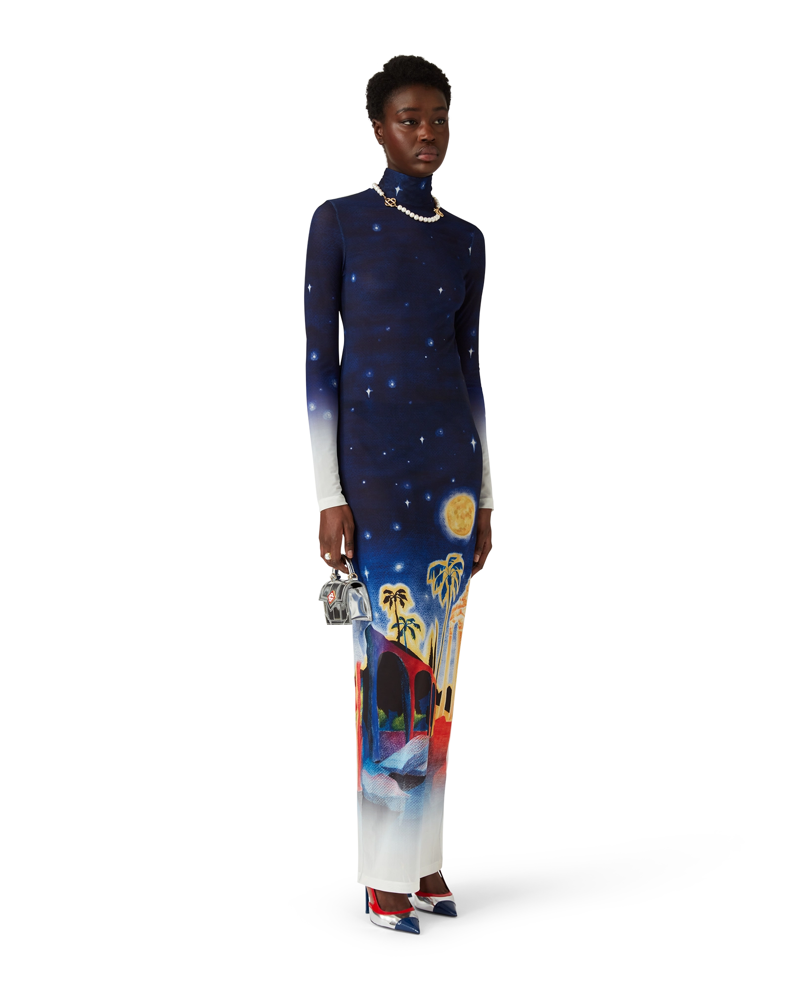 Midnight Acropolis Mesh Dress