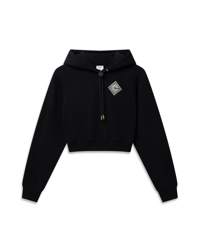 Pearl Diamond Cropped Hooded Sweatshirt