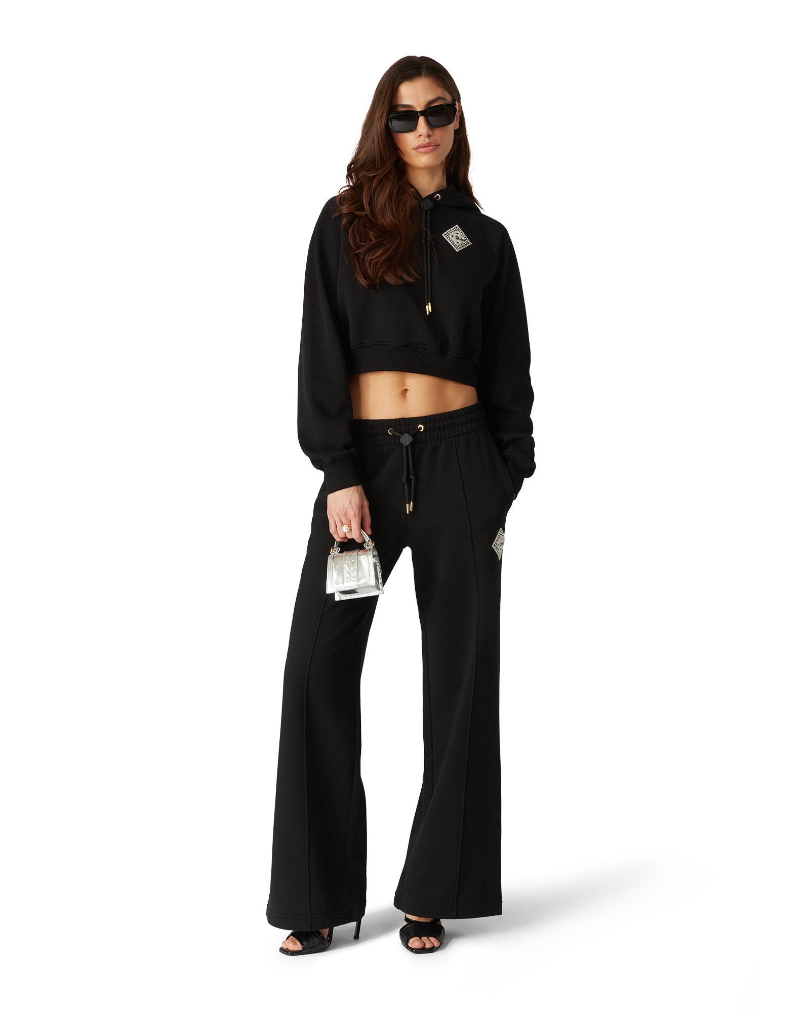 Pearl Diamond Cropped Hooded Sweatshirt