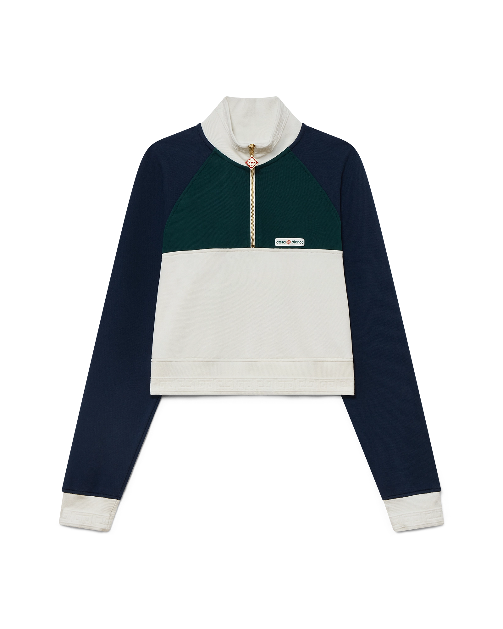 Sweat-shirt court à motif color block et fermeture éclair partielle