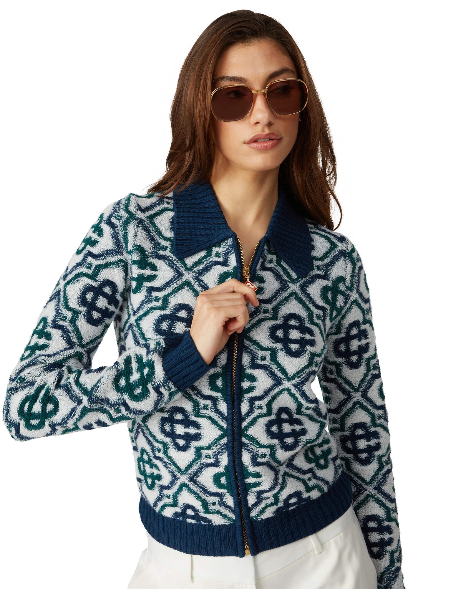 Monogram Knit Zip Jumper
