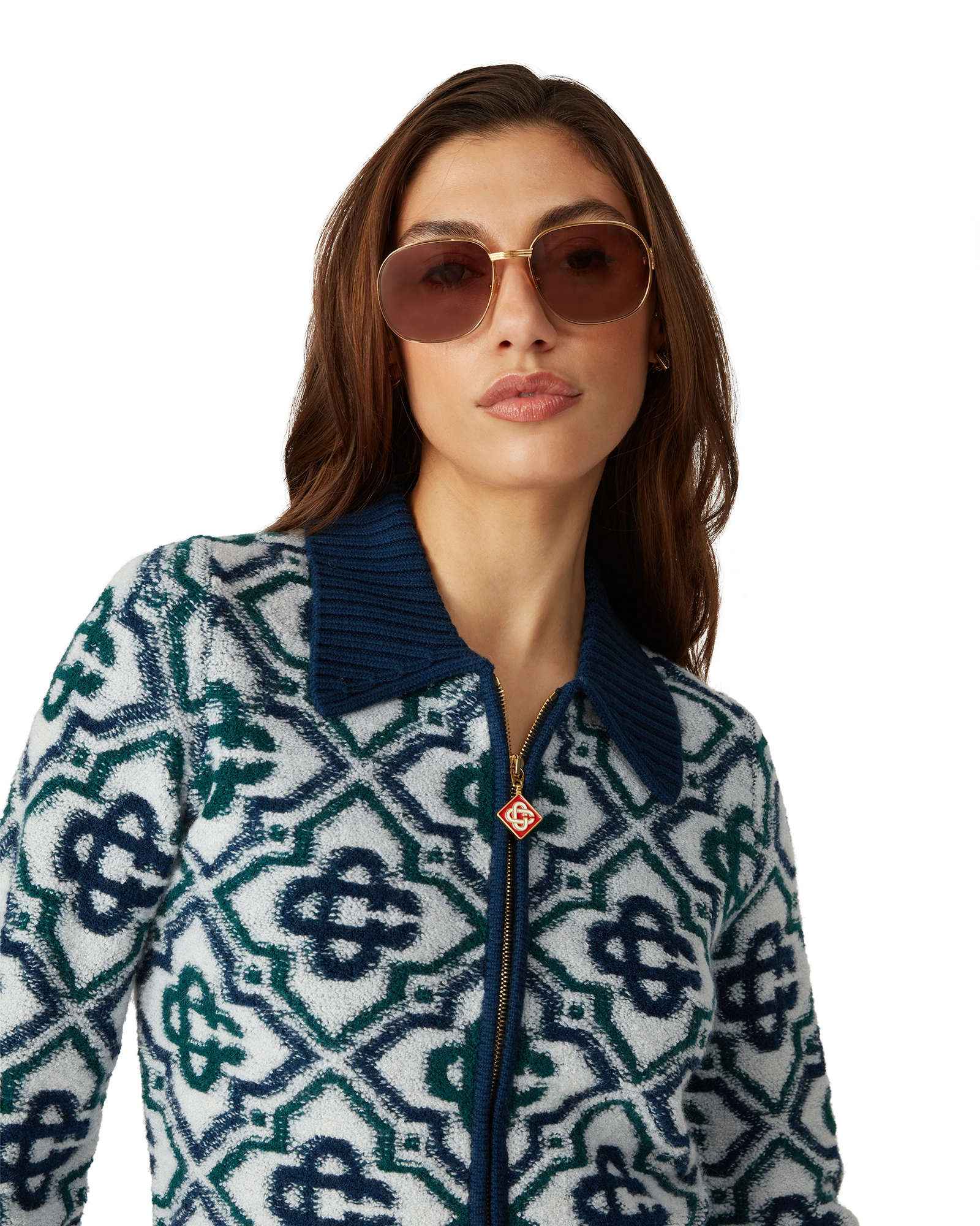 Monogram Knit Zip Jumper