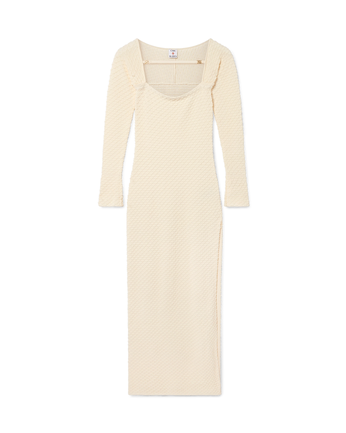 casablanca knitted dress Casablanca crochet-knit logo-patch Mini Dress | White