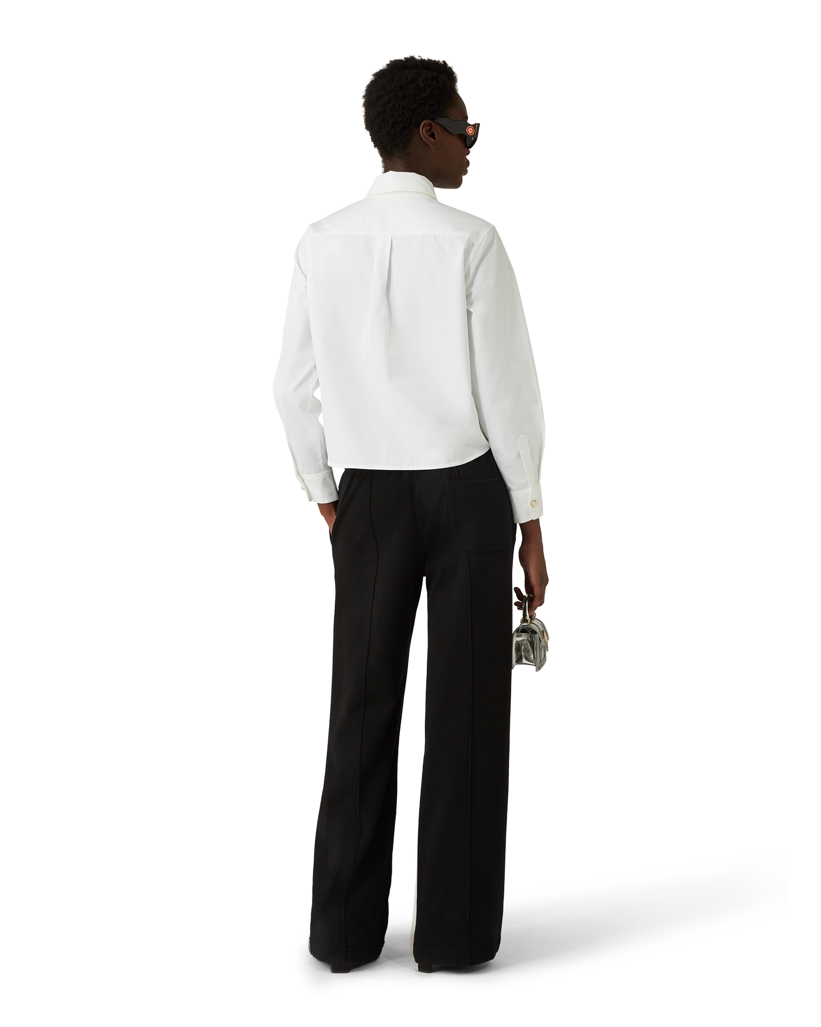 Pearl Diamond Patch Long Sleeve Cotton Shirt