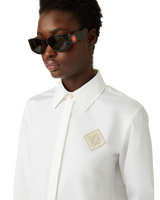 Pearl Diamond Patch Cotton Shirt