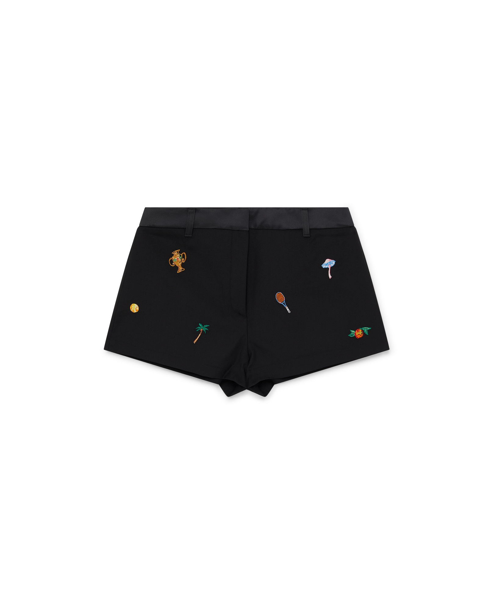 Embroidered Motif Wool Tailored Shorts