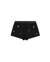 Embroidered Motif Wool Tailored Shorts