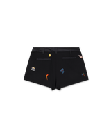 Embroidered Motif Wool Tailored Shorts