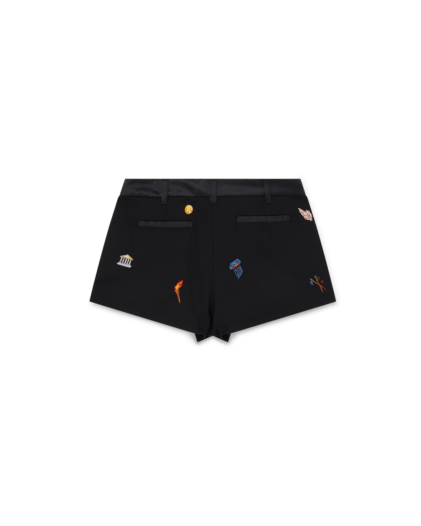 Embroidered Motif Wool Tailored Shorts