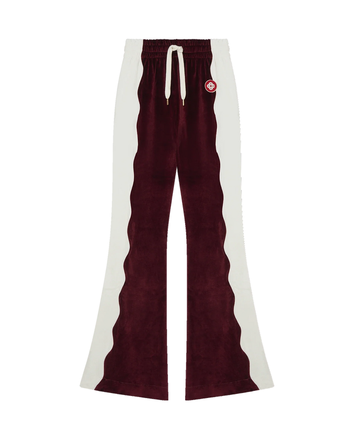 Burgundy Velour Panelled Track Pant