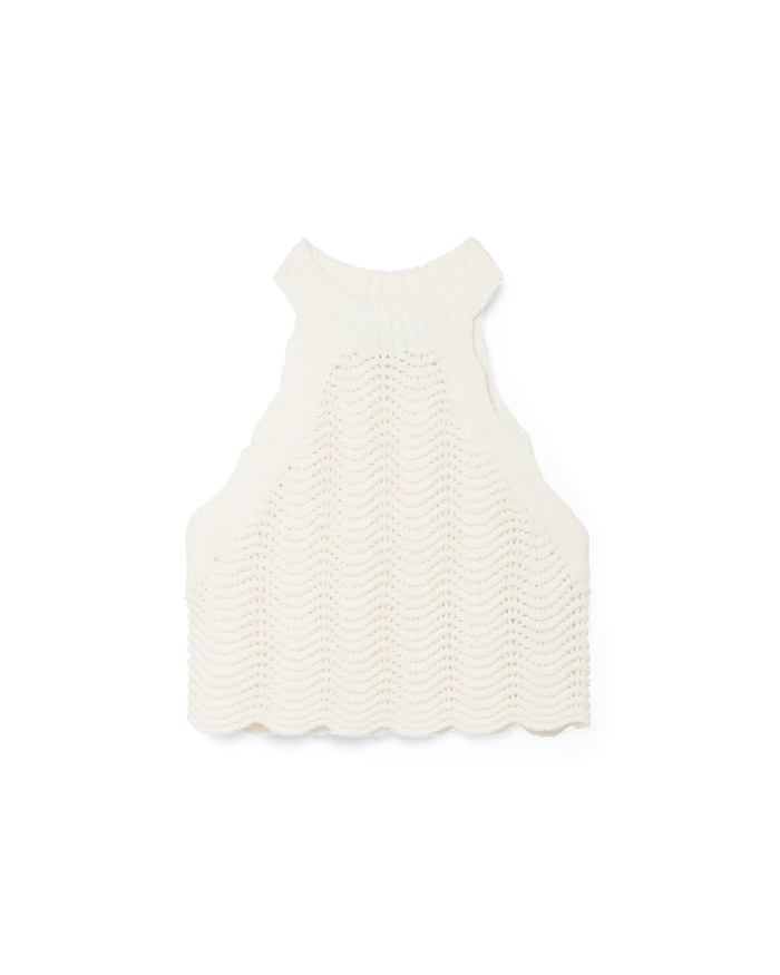 White Crochet Racer Top