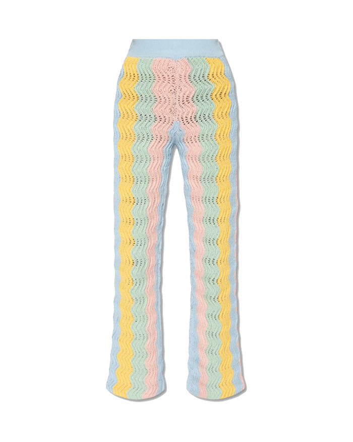 Rainbow Gradient Crochet Flare Trousers