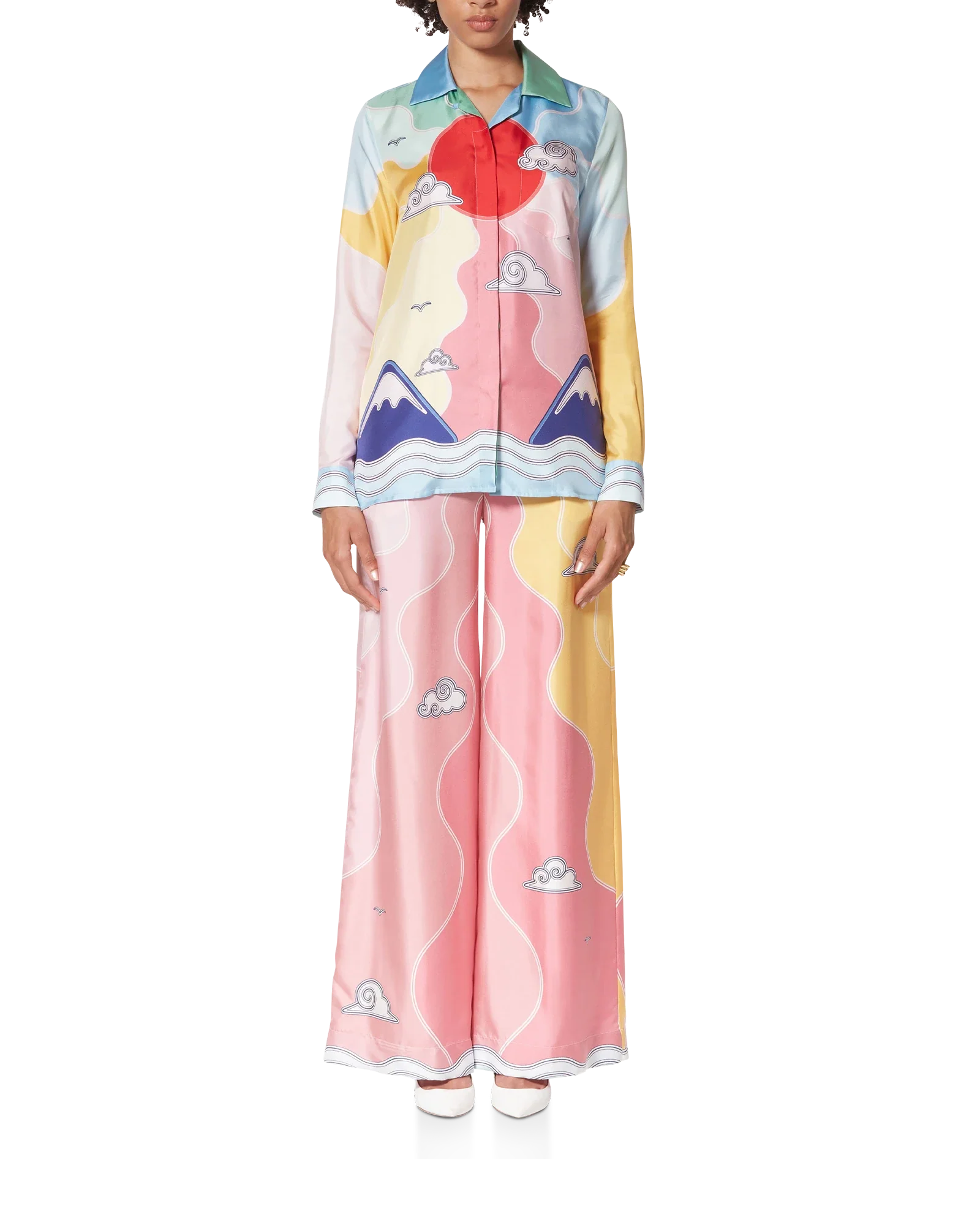 Soleil Levant Long Sleeve Silk Shirt