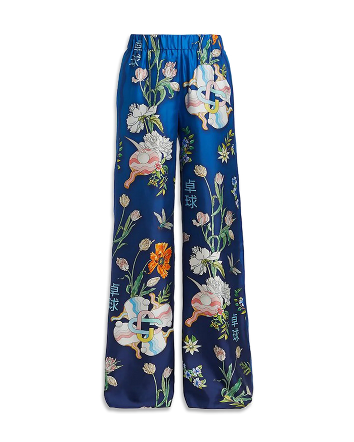 Ping Pong Fleurie Nuit Silk Trousers