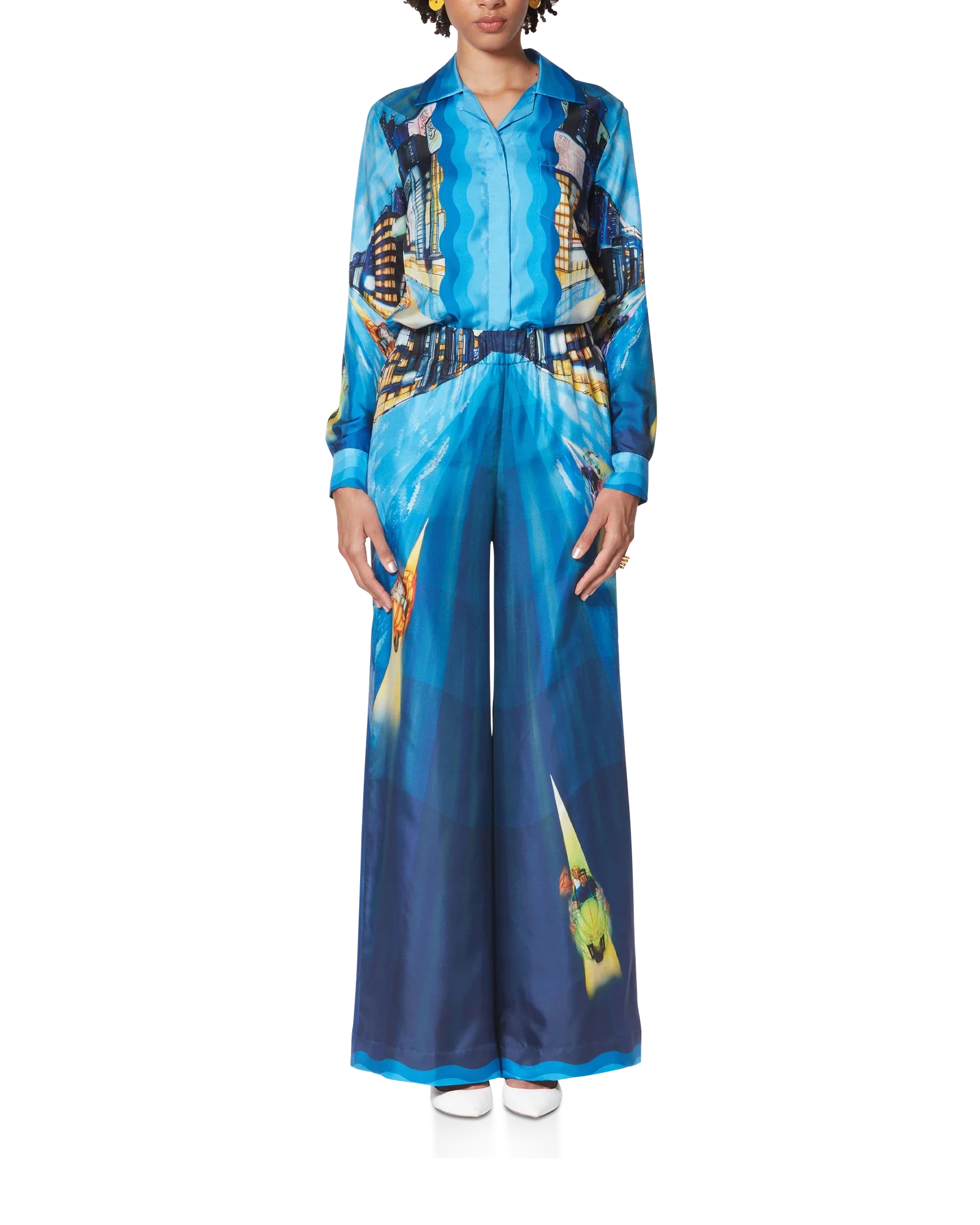 Tokyo Night Long Sleeve Silk Shirt