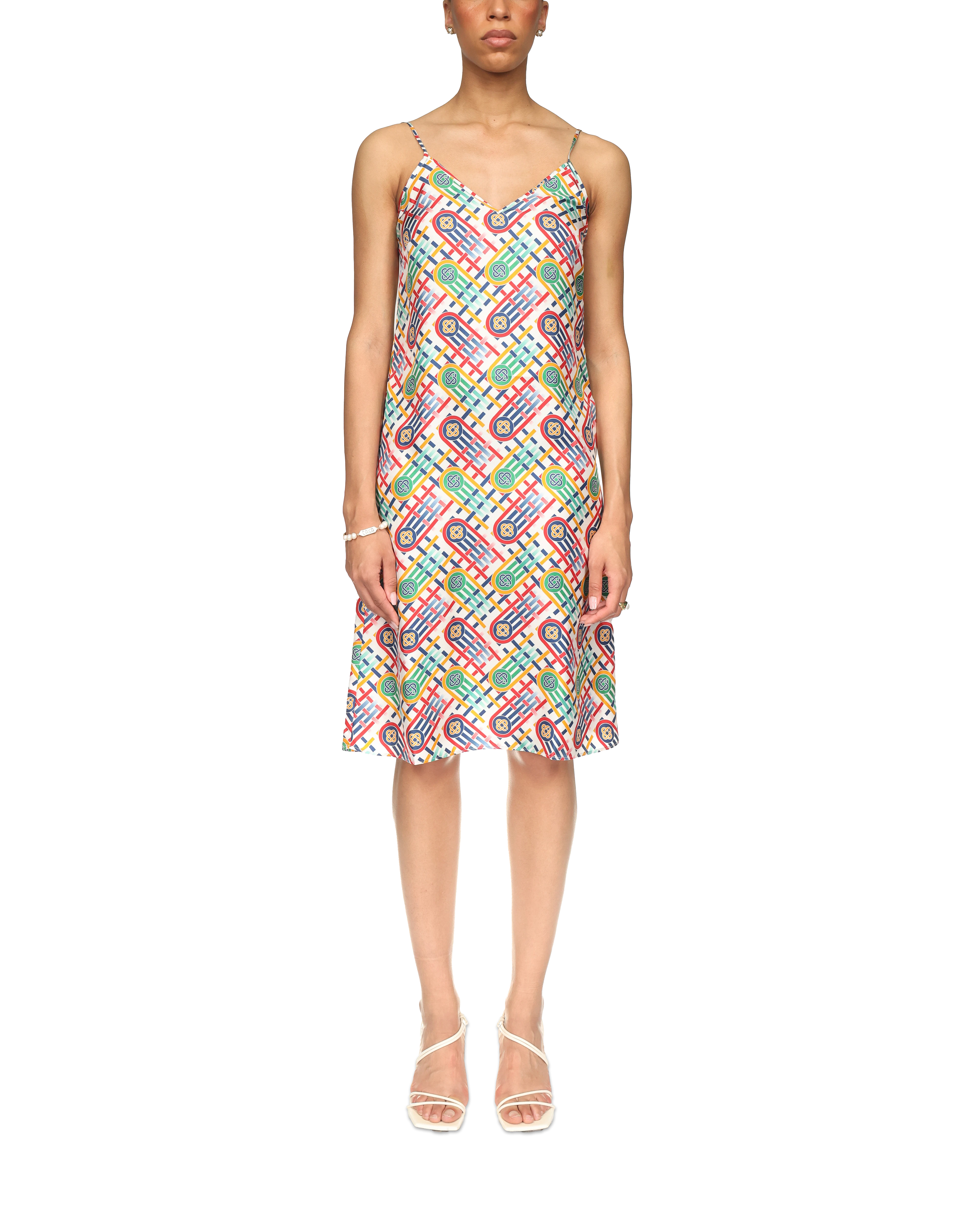 Tennis Monogram Silk Slip Dress