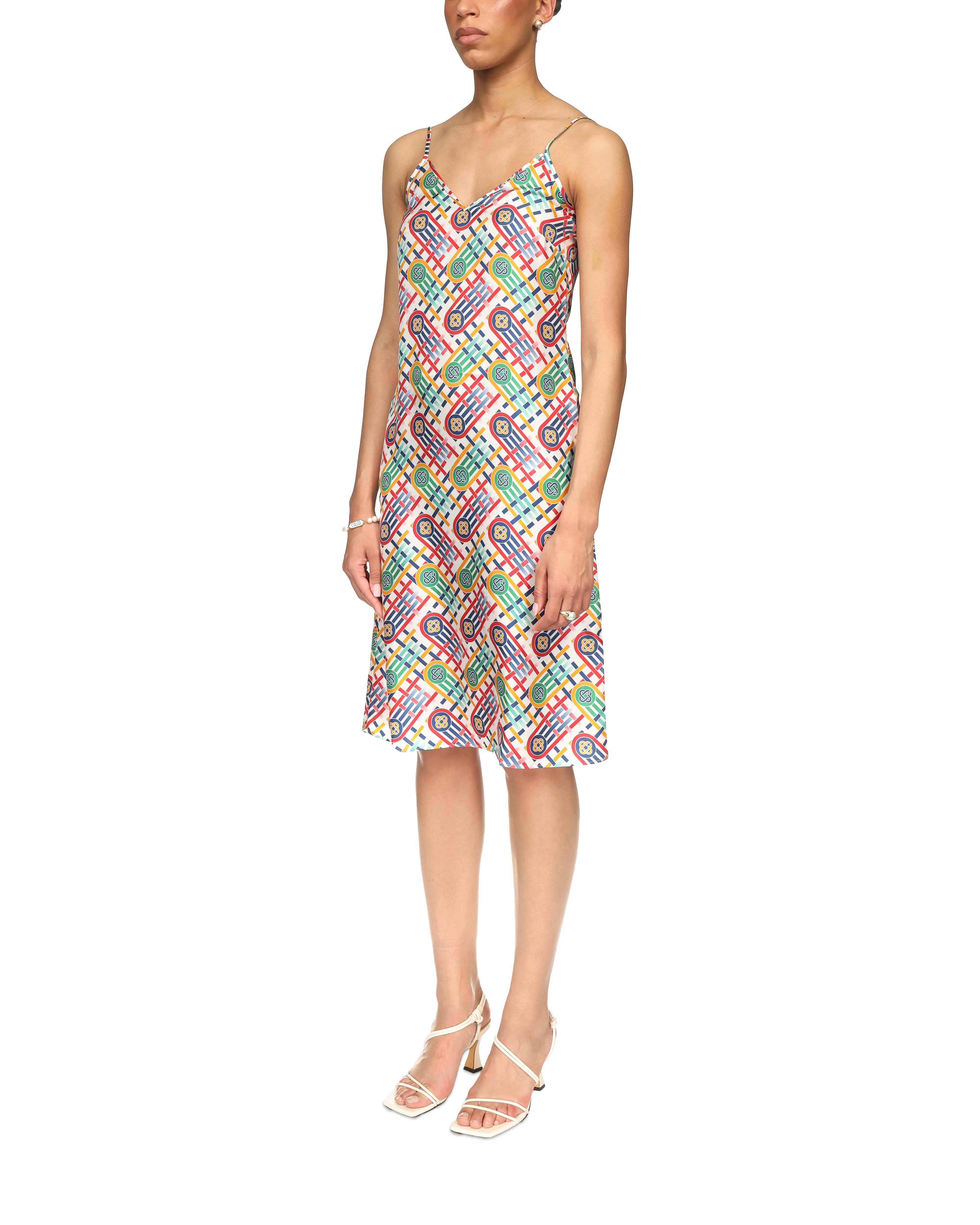 Tennis Monogram Silk Slip Dress