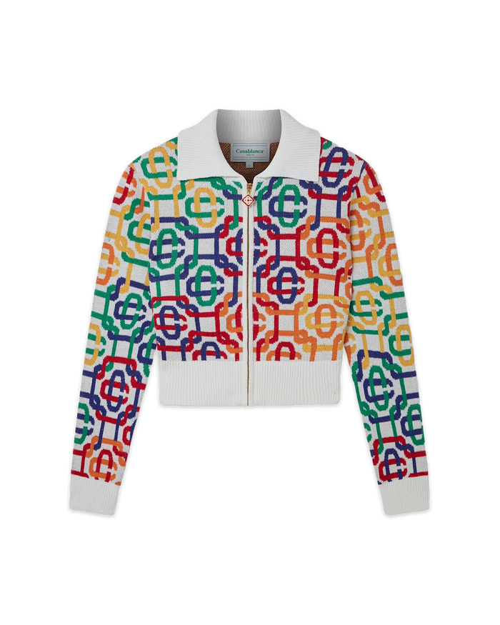 Rainbow Monogram Cropped Zip Up Jumper