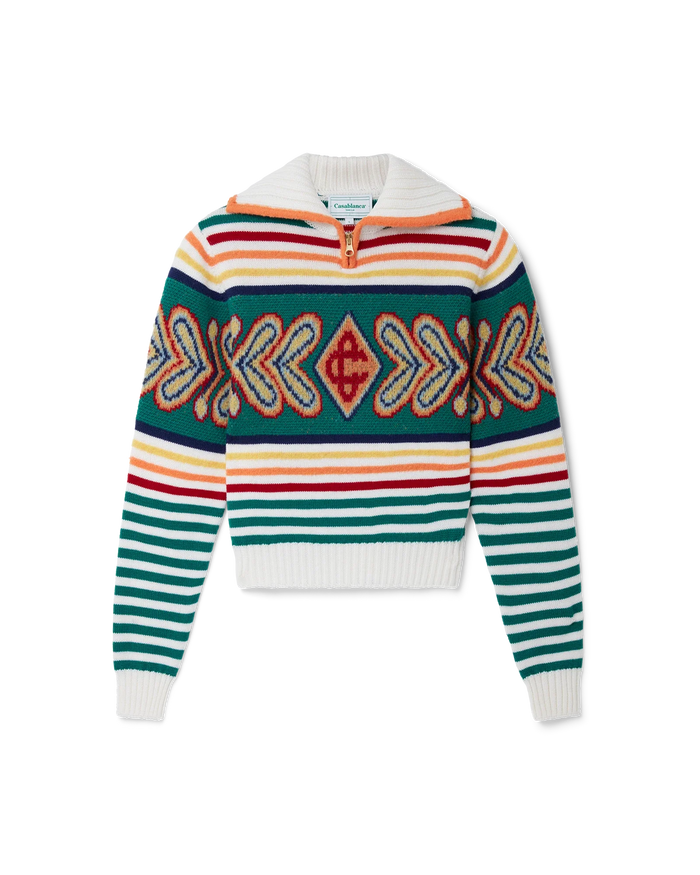 Multicolour Diamond Zip Up Jumper