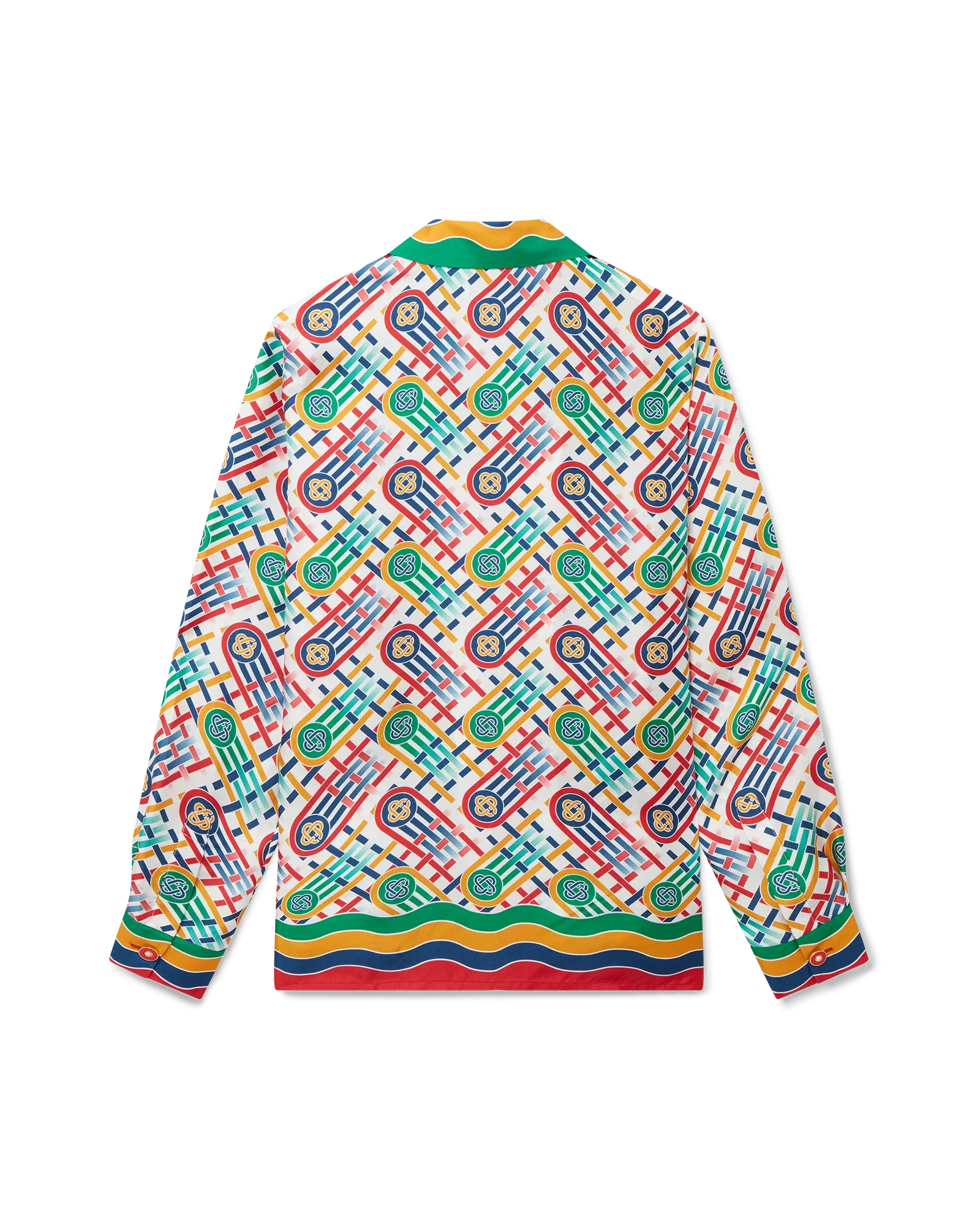 Tennis Monogram Long Sleeve Silk Shirt