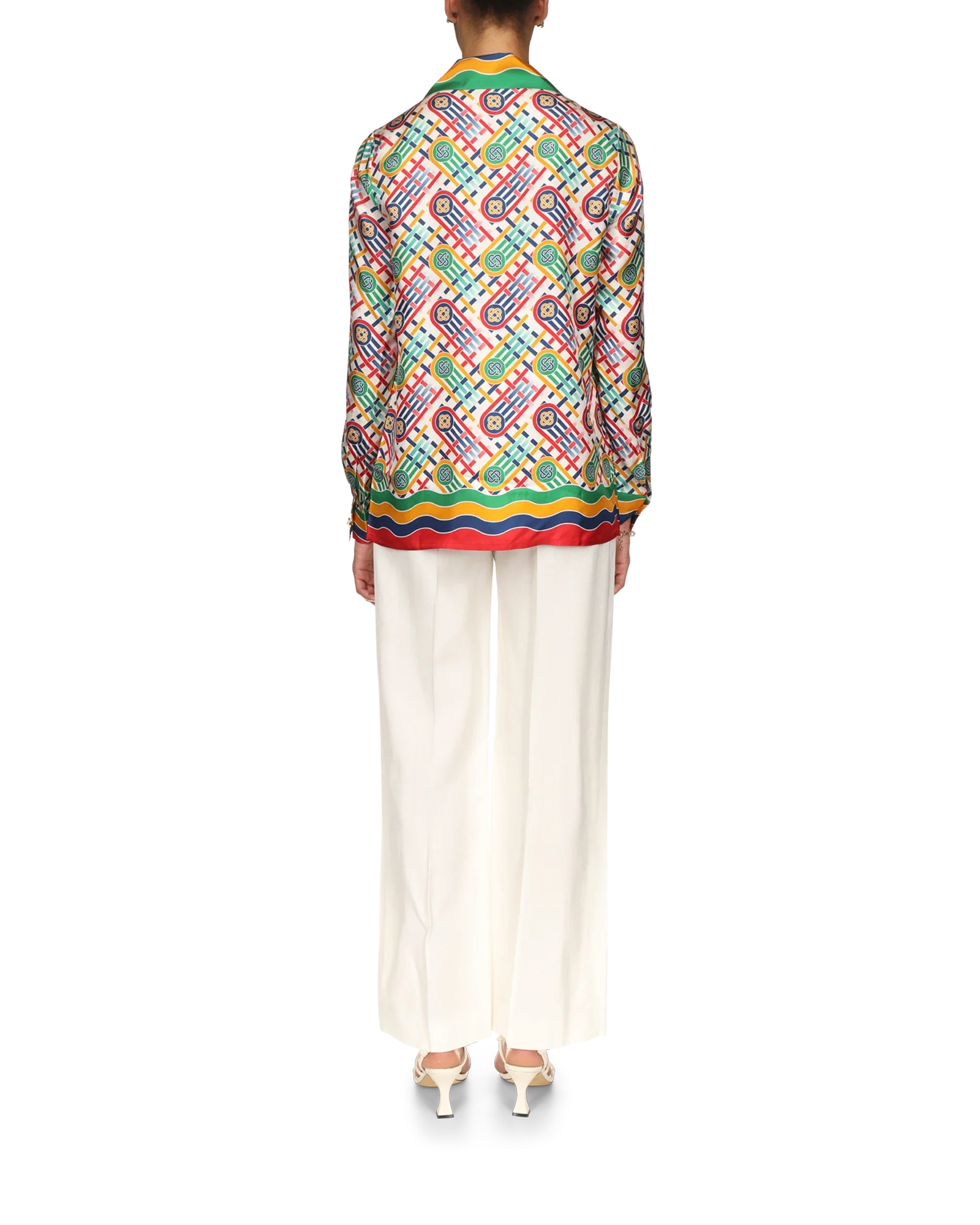 Tennis Monogram Long Sleeve Silk Shirt