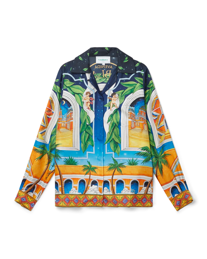 Maison D'Ete Cuban Collar Silk Shirt