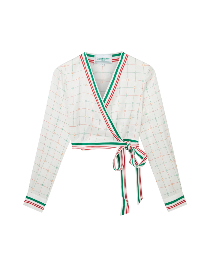 Tennis Club Check Wrap Blouse