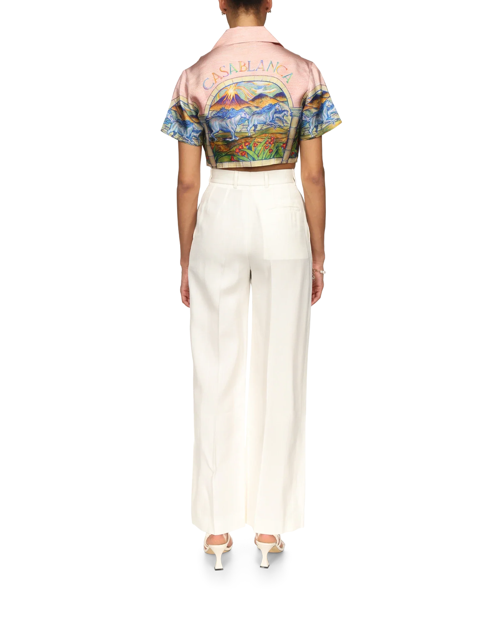 Chevaux Sauvages Cropped Silk Shirt