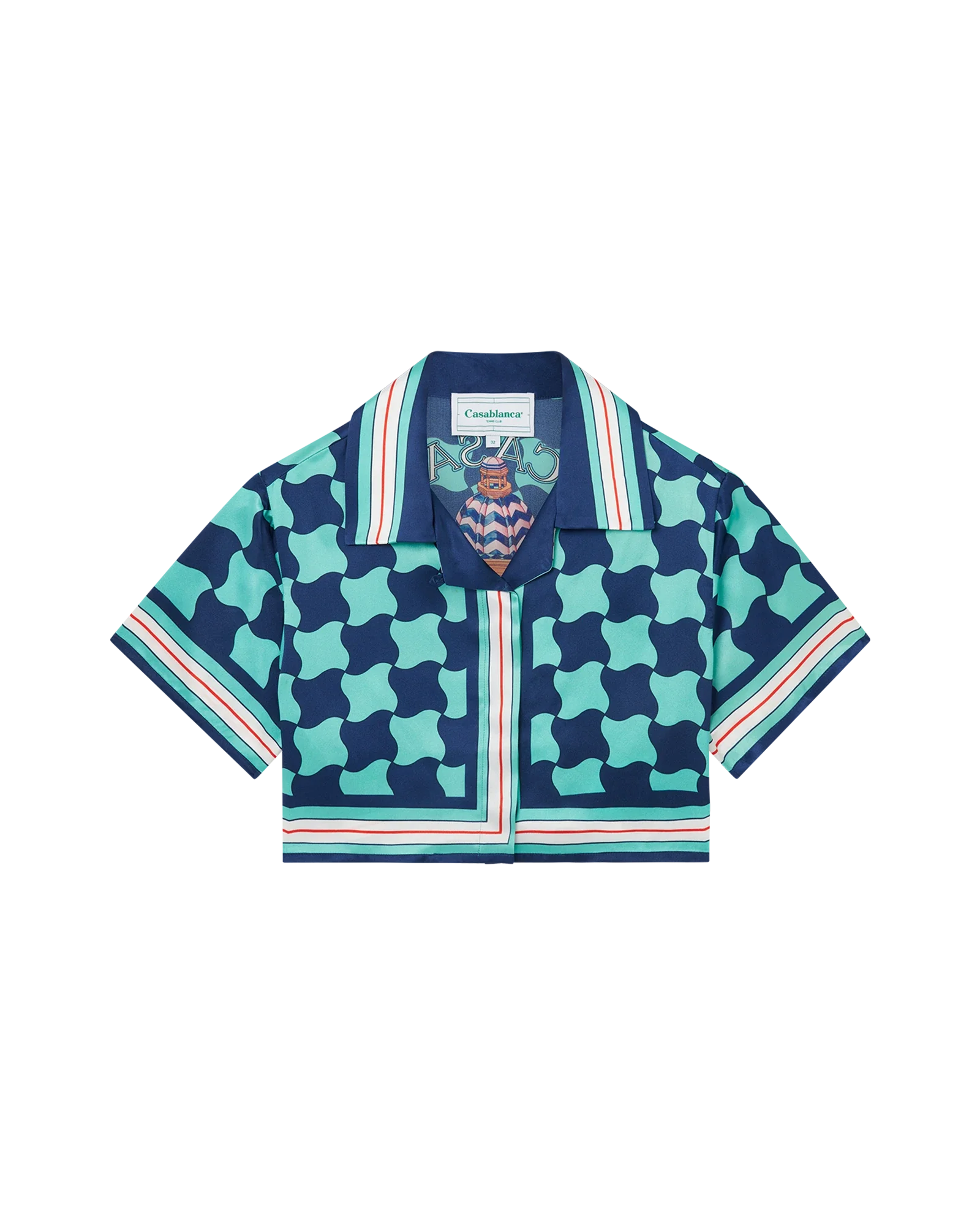 Pool Tile Cropped Silk Shirt