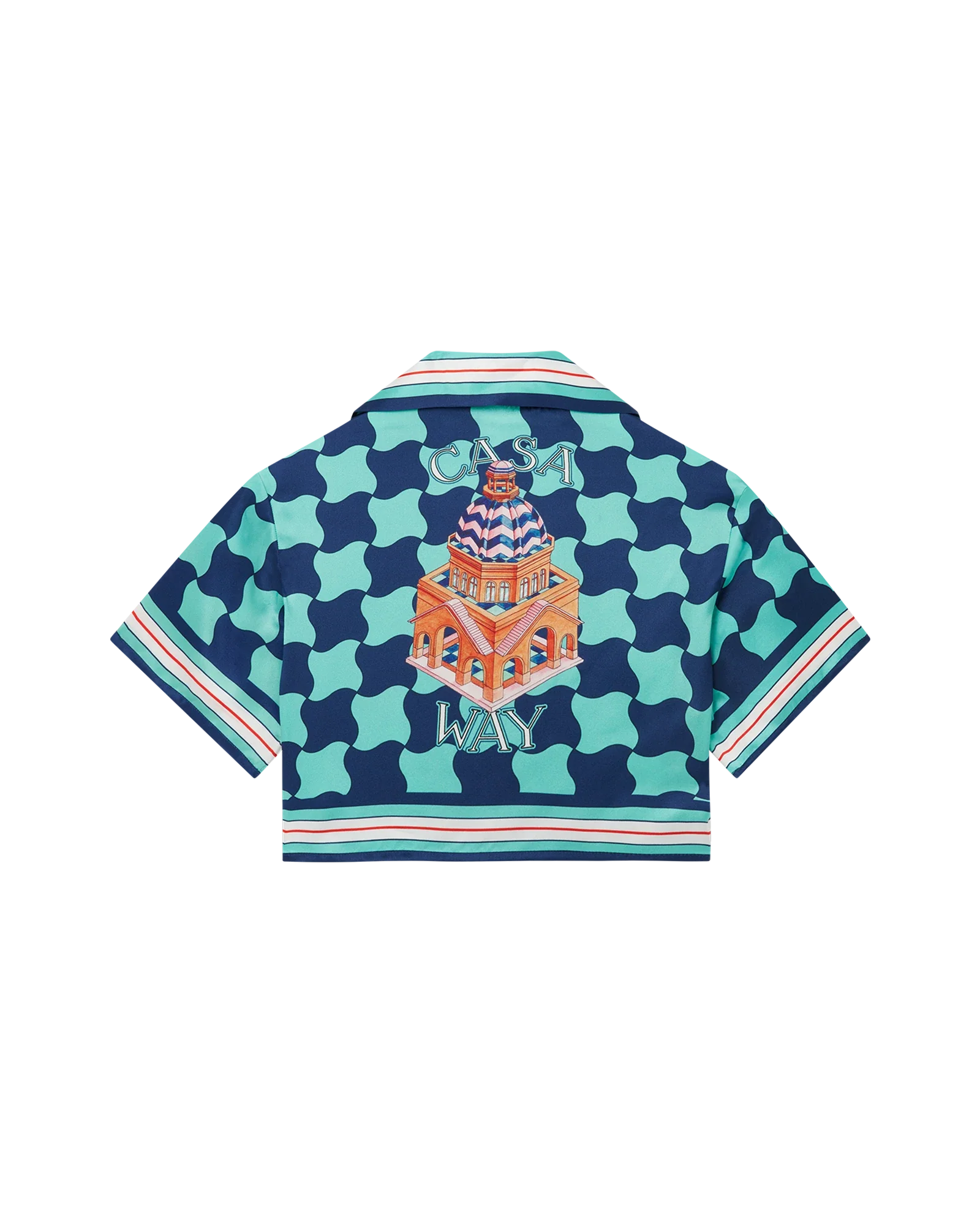 Pool Tile Cropped Silk Shirt