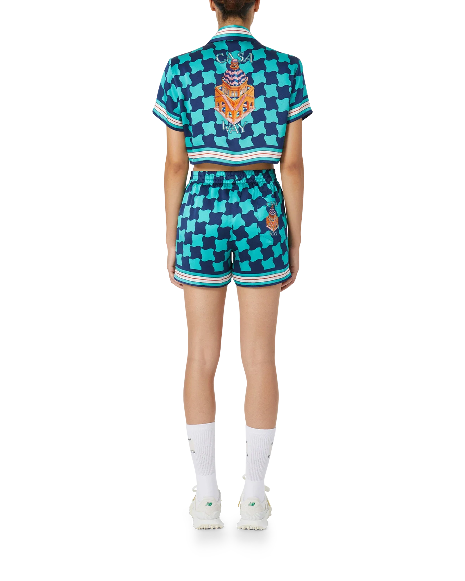 Pool Tile Cropped Silk Shirt