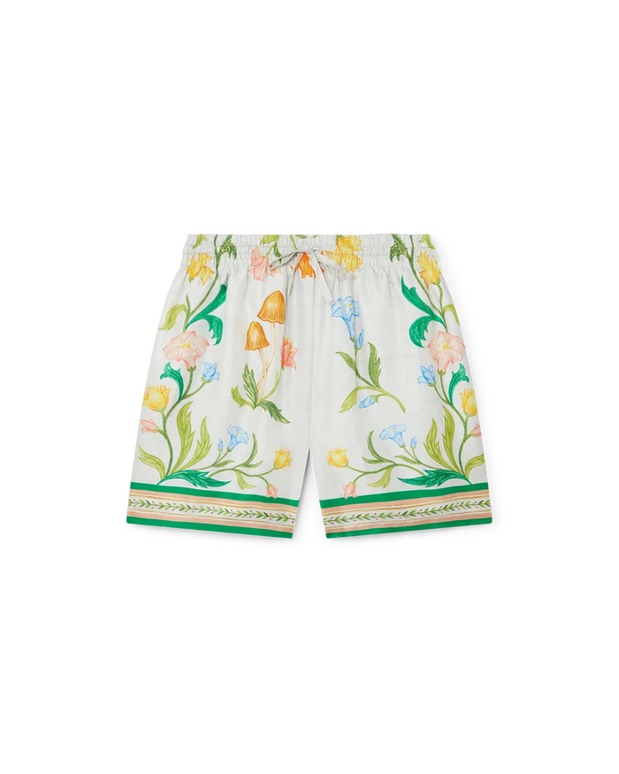 L'Arche Fleurie Silk Shorts