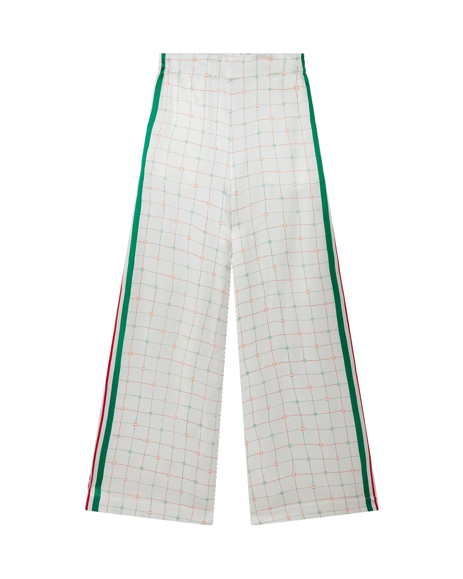 Tennis Club Check Wide Leg Silk Trousers