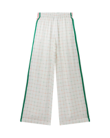 Tennis Club Check Wide Leg Silk Trousers