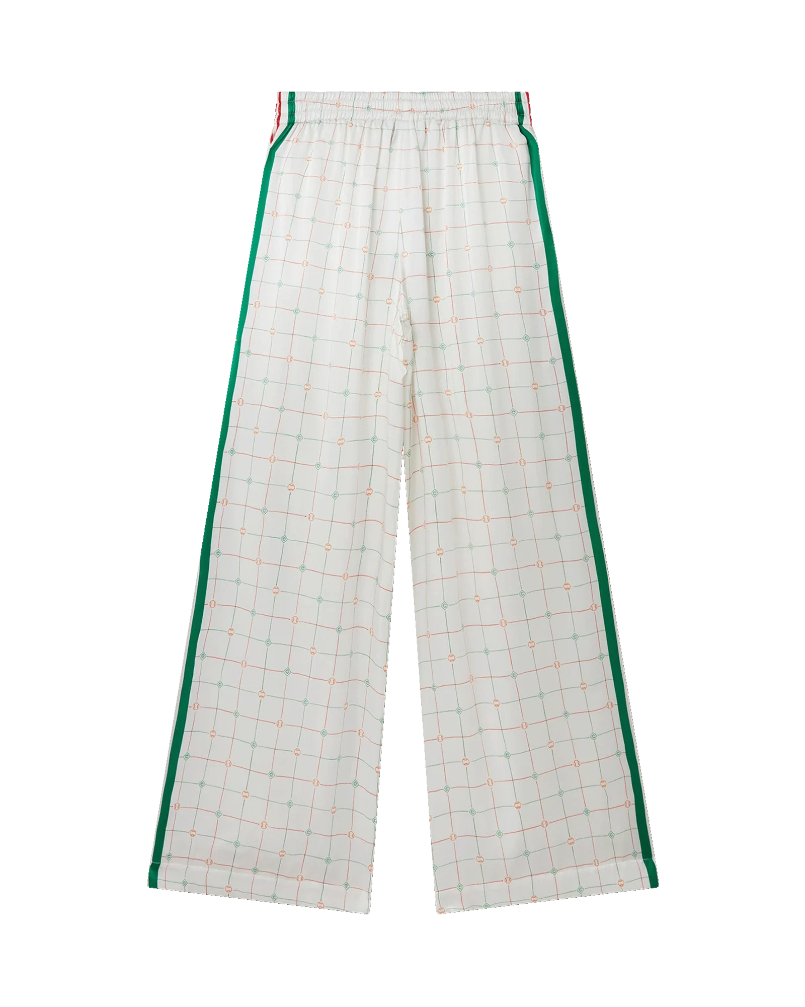 Tennis Club Check Wide Leg Silk Trousers
